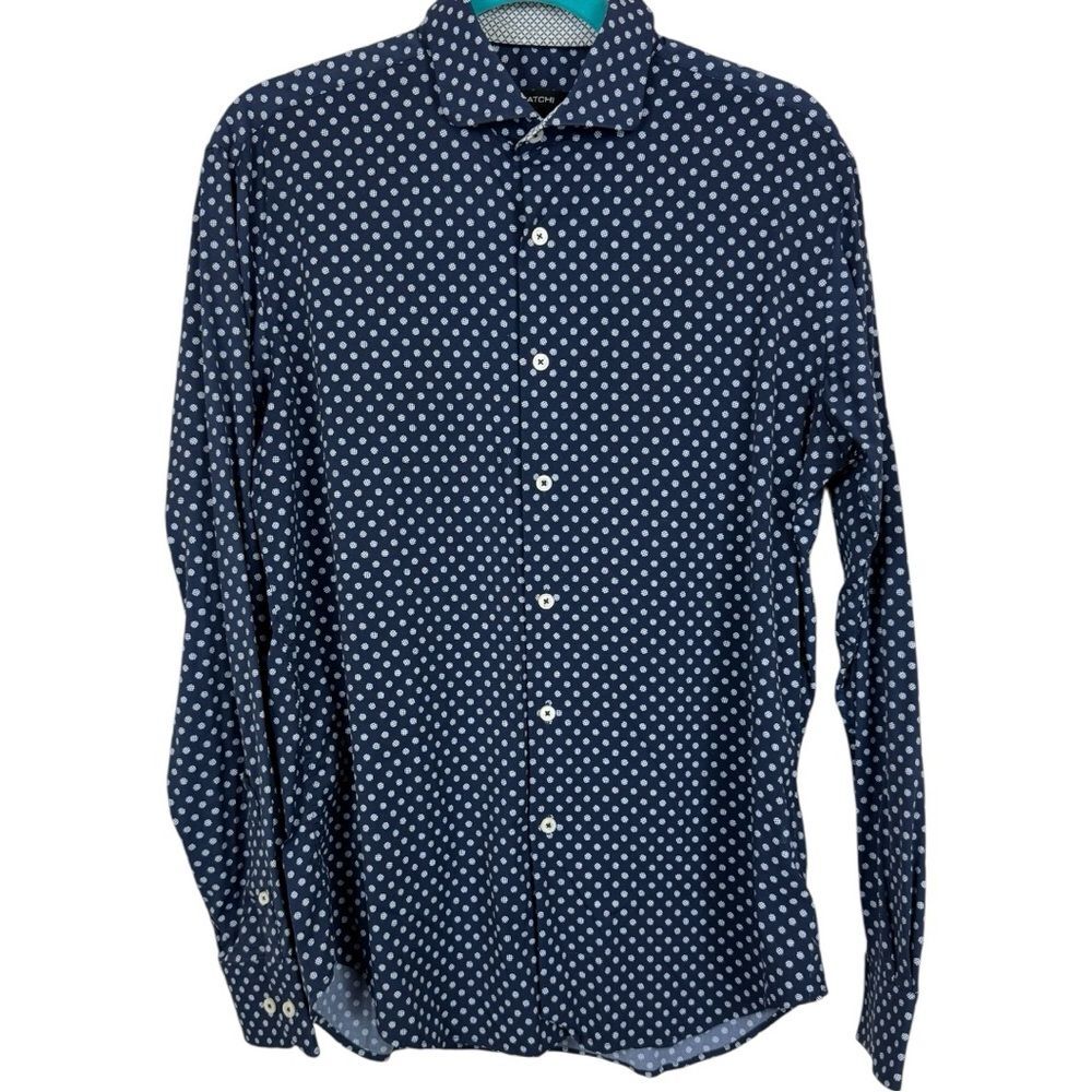 Bugatchi Shaped Fit Nylon Spandex Long Sleeve Shirt Size M